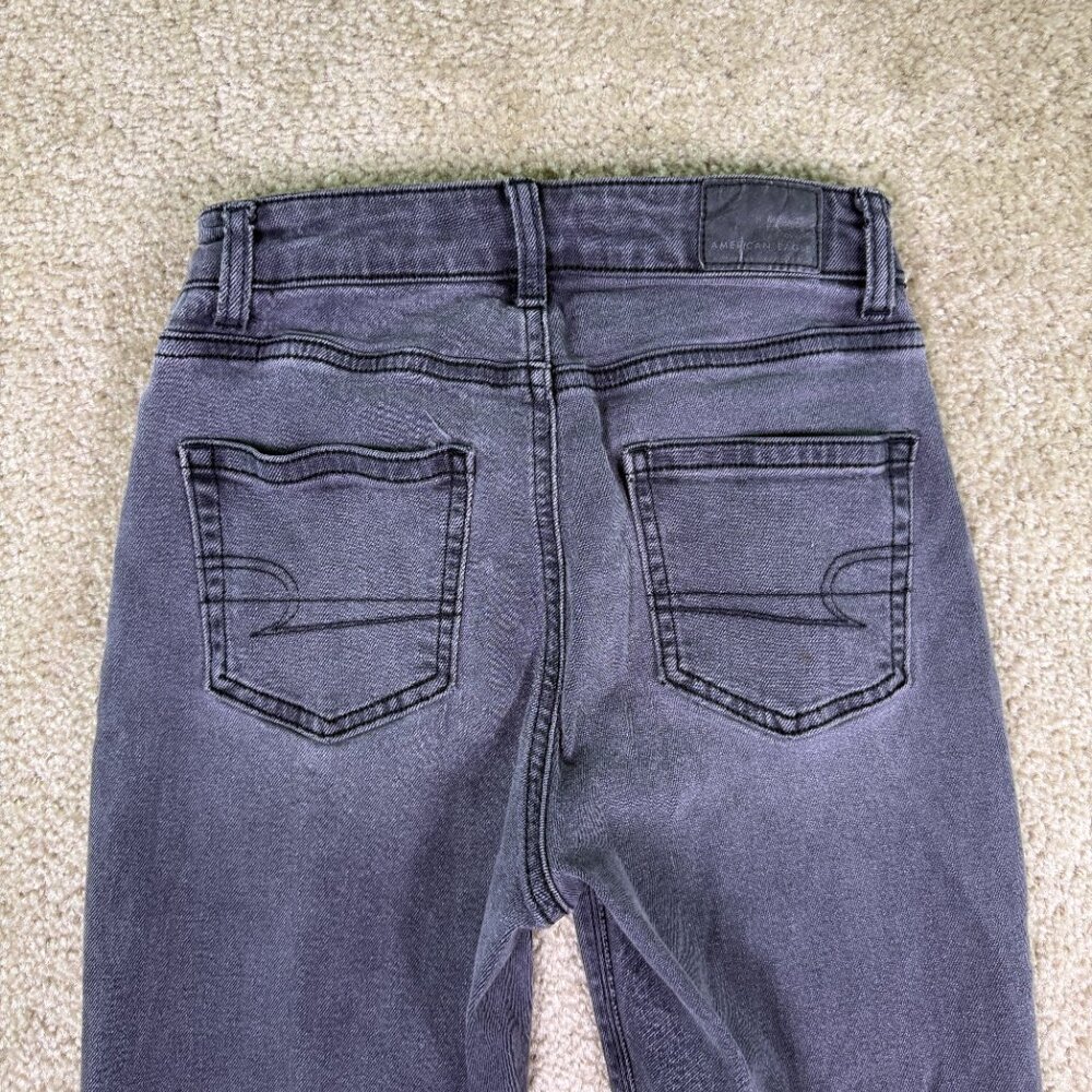 American Eagle Mom Jeans Women's Size 000 Regular Black Denim Stretch F203 - Picture 10 of 16